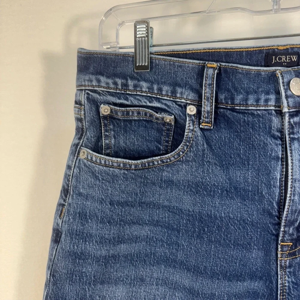 J.Crew Womens Denim Jeans - 29 P Blue Crop Straight Leg High Rise Casual Comfort